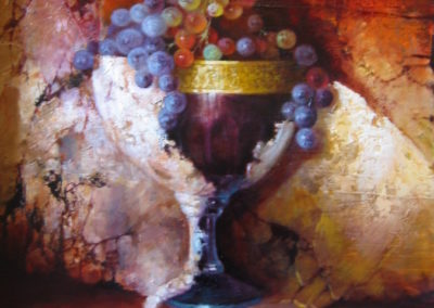 Le calice gourmand - Huile sur toile - 65 x 54 cm