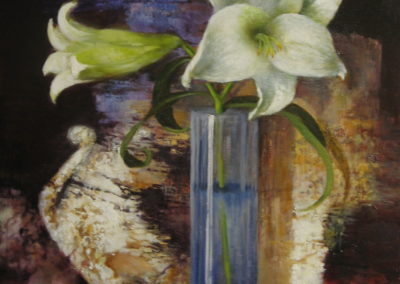 Duo de lys - Huile sur toile - 65 x 54 cm