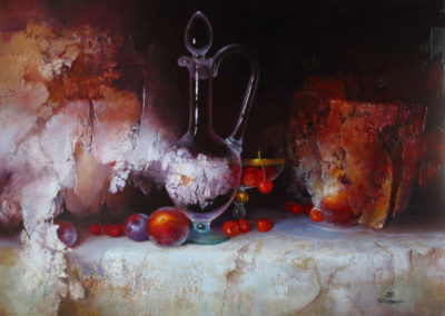 Fruits d'été pour une aiguière - Huile sur toile - 92 x 73 cm